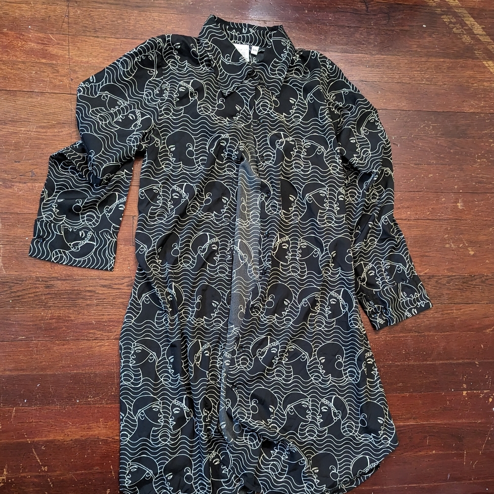 Black and white button down shirt dress